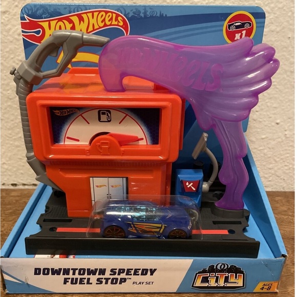NEW| Hot Wheels City Downtown Speedy Fuel Stop Play Set Plus Car New In - Picture 1 of 4